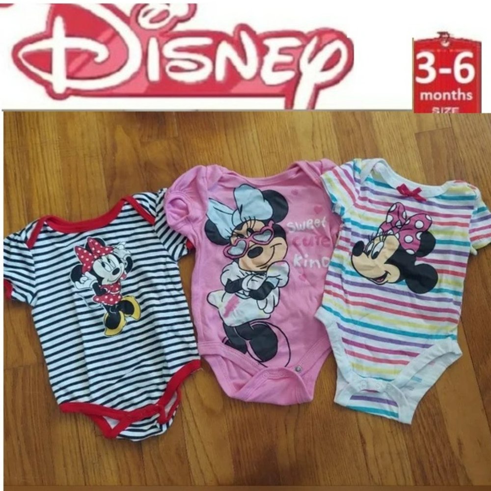 3 Minnie Mouse short sleeve onesies. 3-6 months